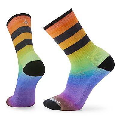 a photo of the smartwool athletic pride rainbow print crew socks