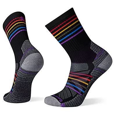 a photo of the smartwool hike light pride crew in the color black