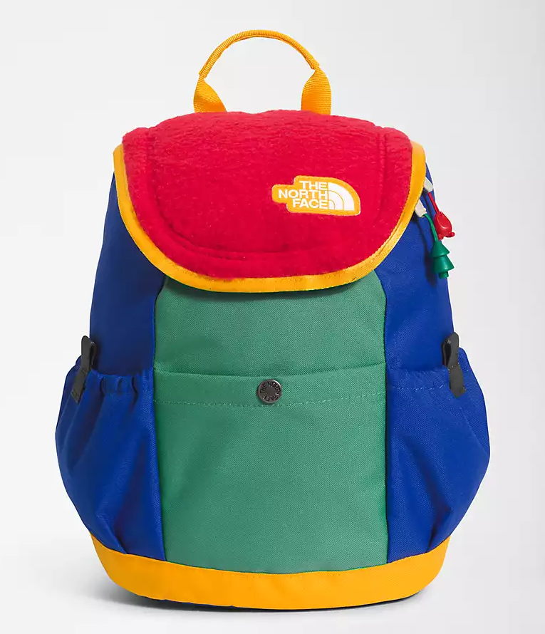 the north face youth mini explorer backpack in color red and blue
