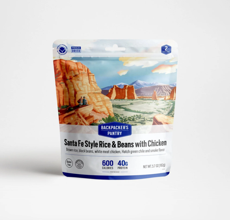 the backpackers pantry santa fe chicken meal in a bag front view