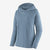 the patagonia womens capilene cool daily hoody in the color steam blue-light plume grey x dye