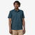 patagonia go to shirt in sun beams lagom blue, front view on a model