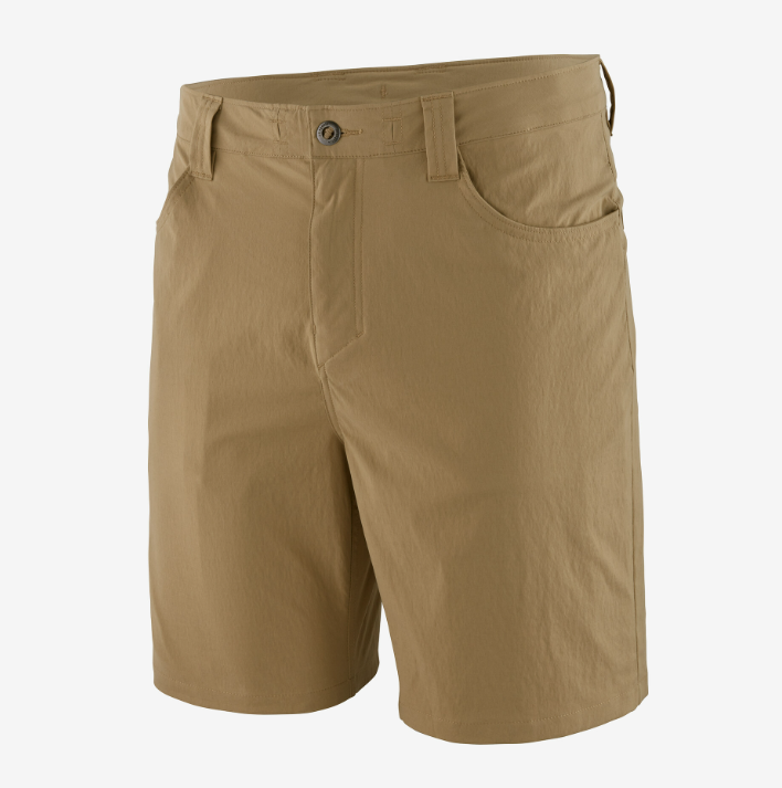 patagonia mens quandary short in classic tan, front view