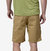 patagonia mens quandary short in classic tan, back view on a model