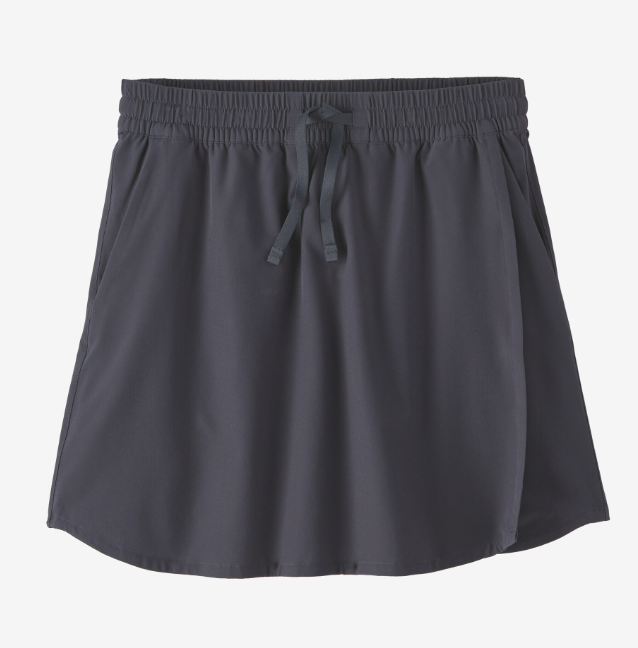 the patagonia womens fleetwith skort in the color smolder blue, front view