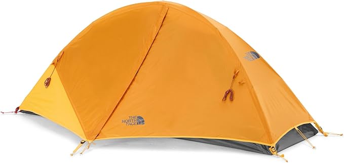 Orange camping tent with The North Face logo on a white background