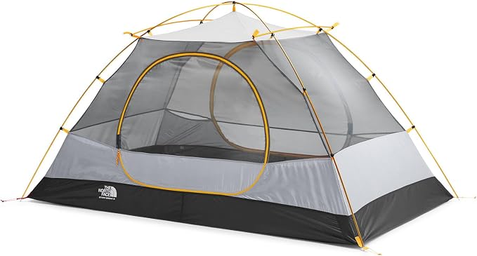 Camping tent with gray and black design on a white background