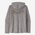 the womens patagonia capilene cool daily graphic hoody in the color feather grey unity fitz, back view
