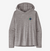 the womens patagonia capilene cool daily graphic hoody in the color feather grey unity fitz, front view