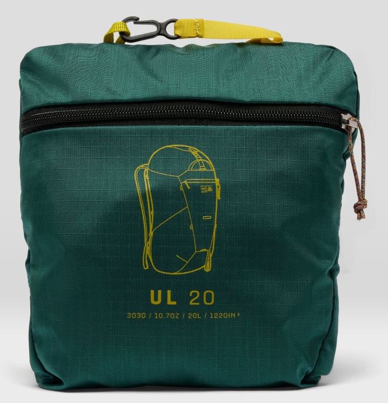 Mountain Hardwear UL 20 Backpack, packed into its own side pocket