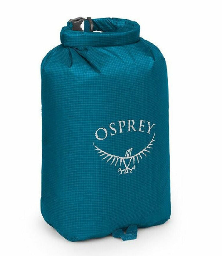 a photo of the osprey ultralight dry sack 12 liter in the color blue