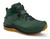 topo ultraventure mens mid waterproof hiking boot in color green, three quarters view
