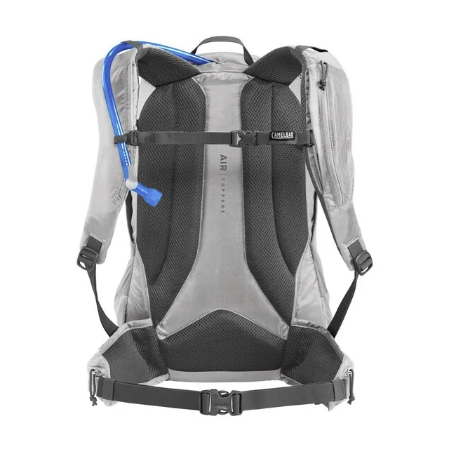 the camelbak womens rim runner x20 backpack in the color vapor blue, back view