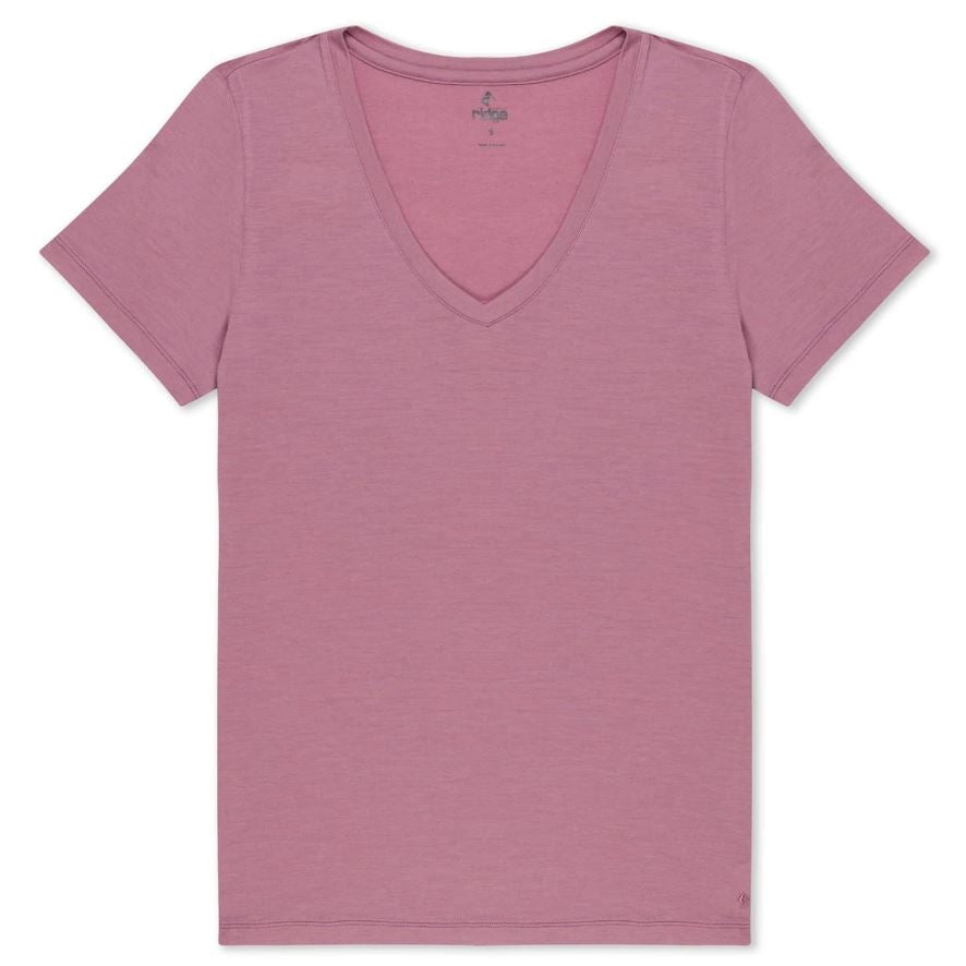 Ridge Merino Wander Women's V-Neck T-Shirt in wild rose