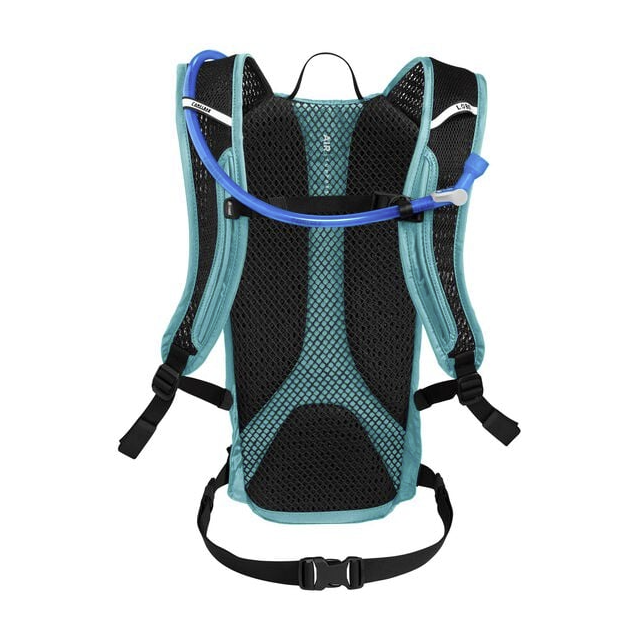 the womens camelback lobo 9 pack in the color latigo teal, back view