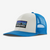 the patagonia p6 logo trucker hat in the color vessel blue and white