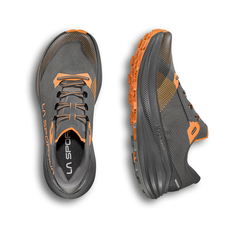 La Sportiva Prodigio Max Men's Trail Running Shoes, color mocha, top and inner side view