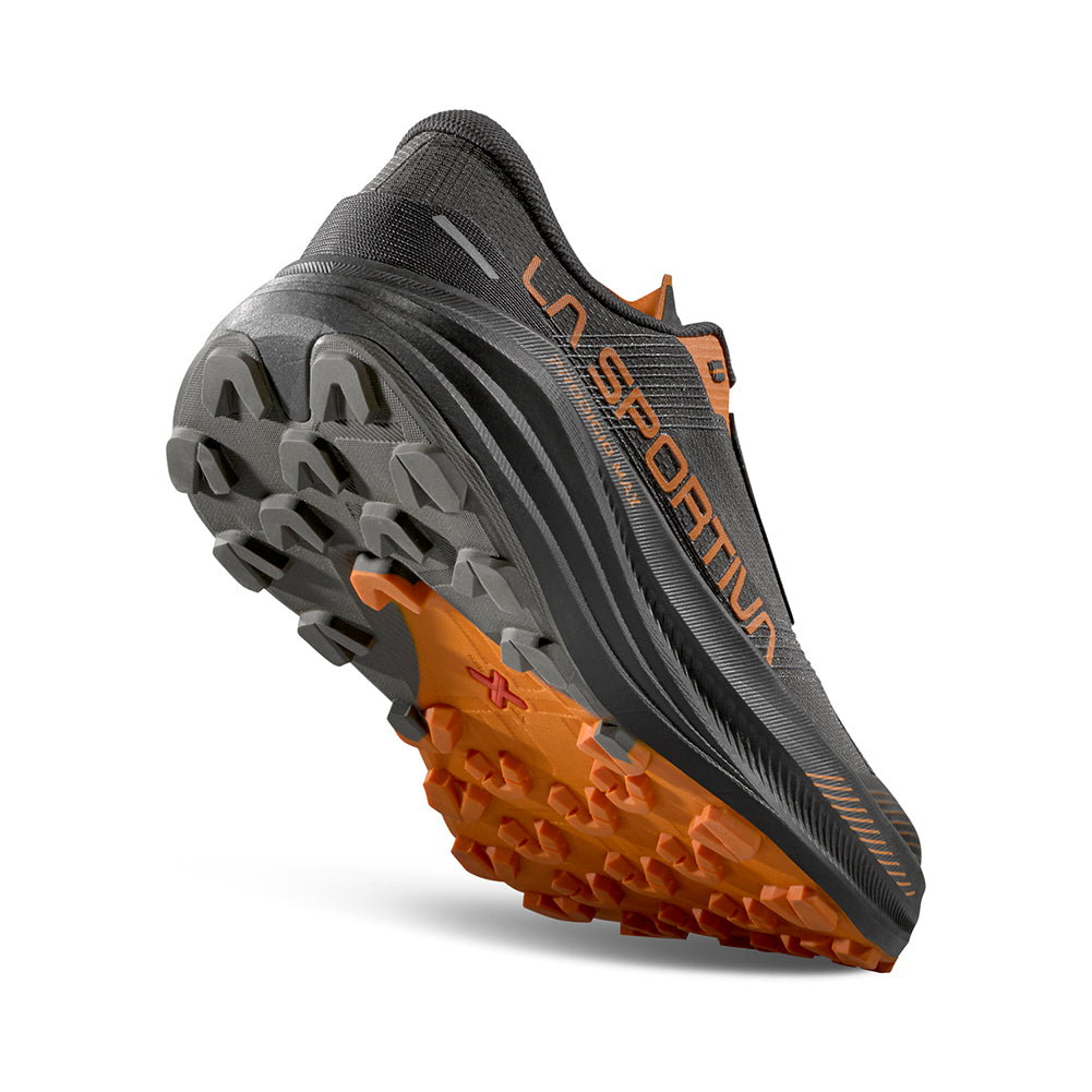 La Sportiva Prodigio Max Men's Trail Running Shoes, color mocha, heel view