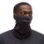 a model shows how the neck gaiter can be used to cover the nose and mouth