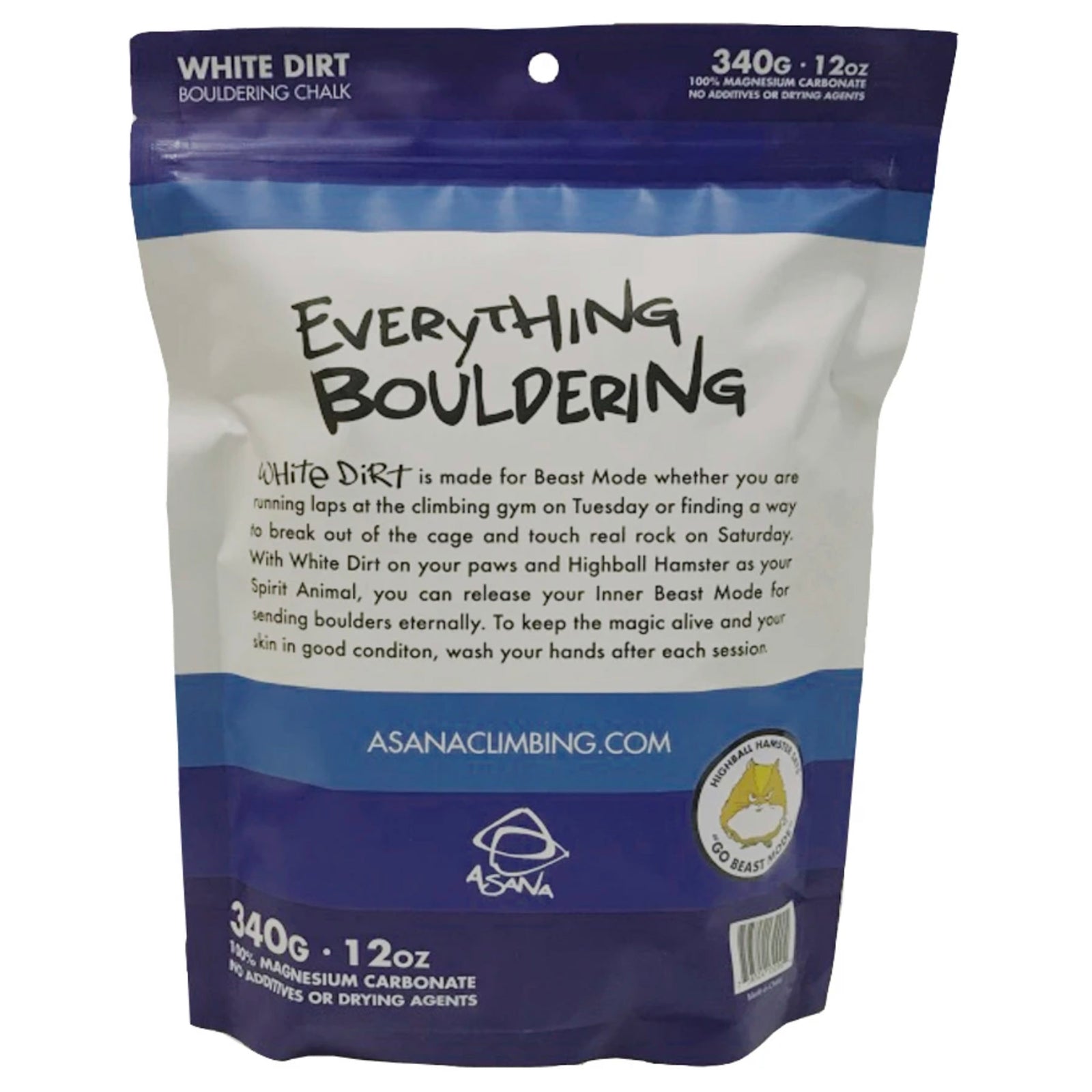 The back of the 12oz white dirt chalk