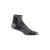 a side view of the darn tough 1/4 light crew sock in black and grey