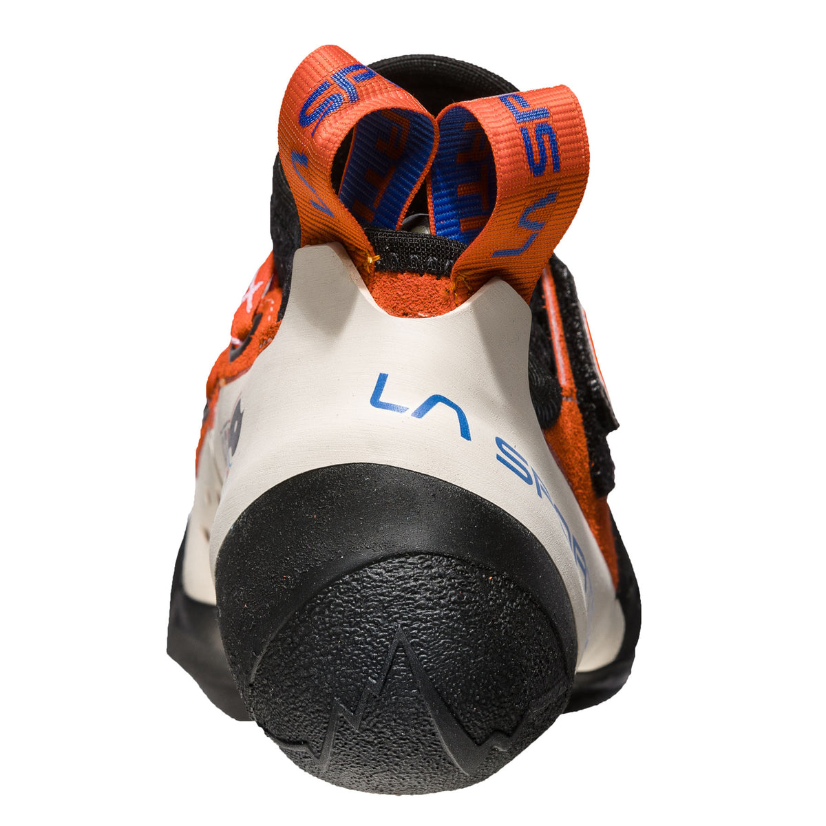 heel view of the women's solution climbing shoe, showing pronating heel