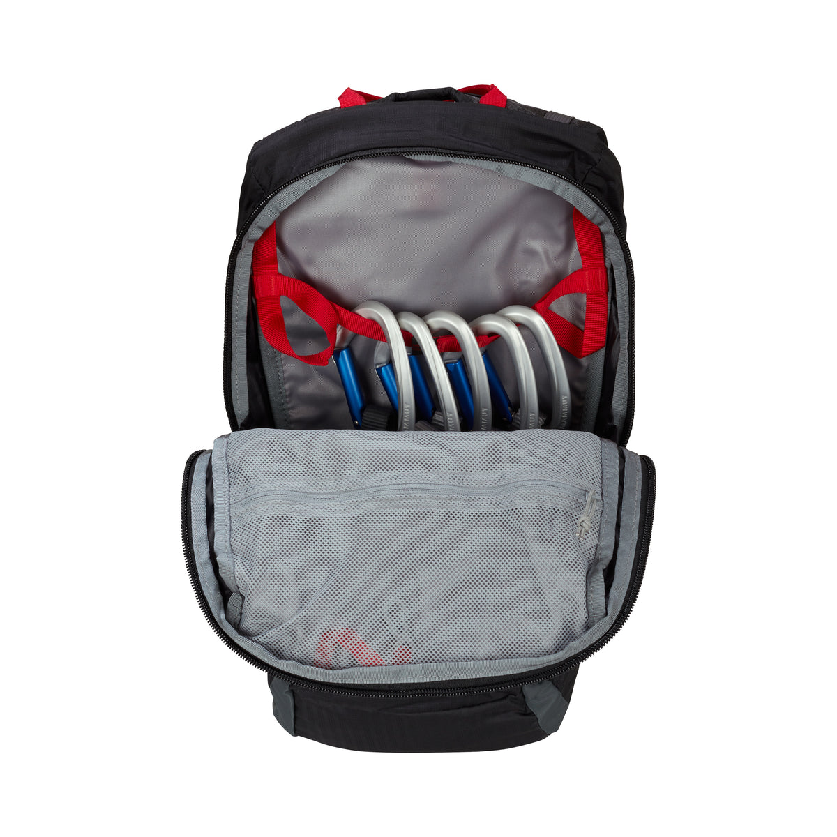 the mammut neon light pack in black showing inside pocket