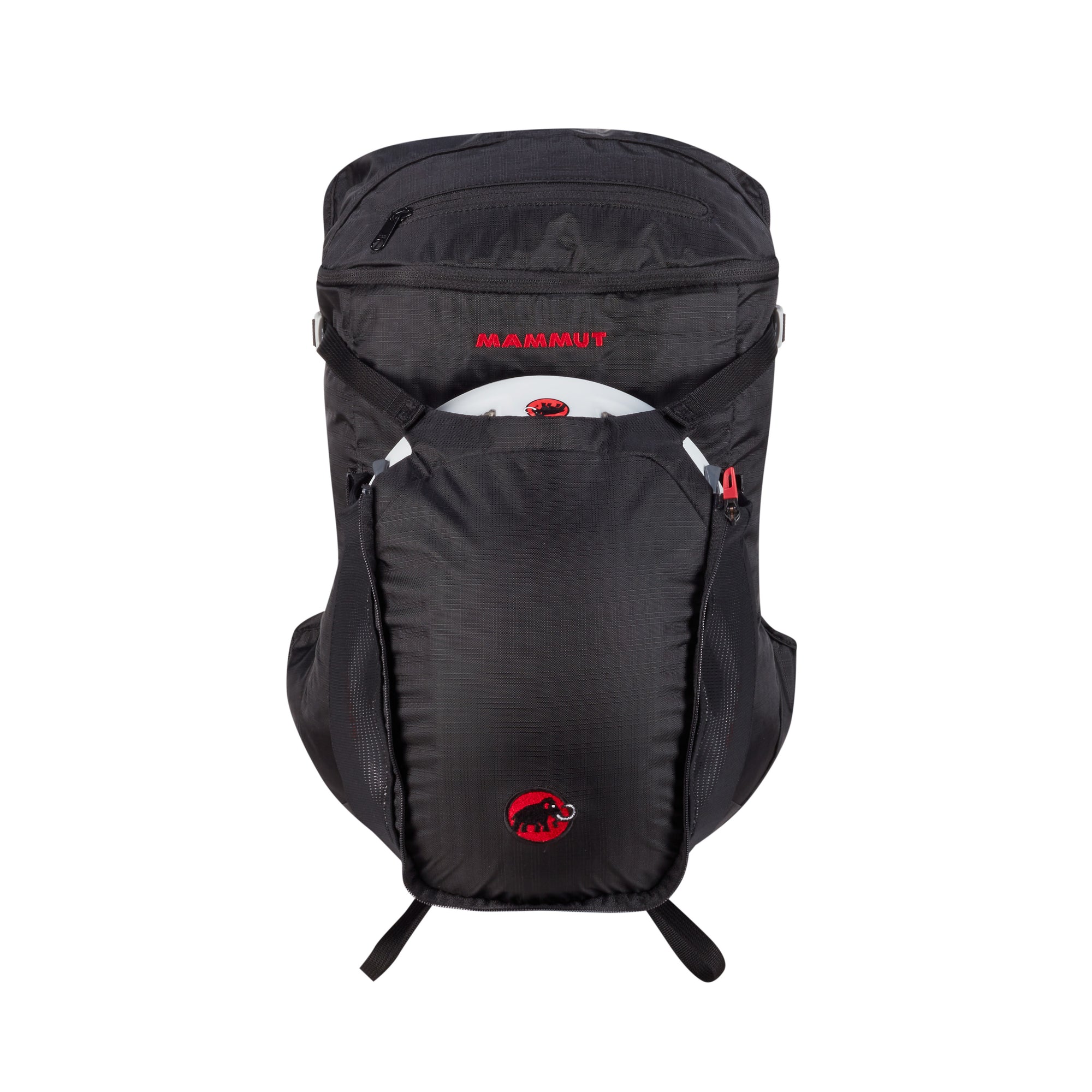 the back of the neon speed view pack in black with a helmet in the helmet flap
