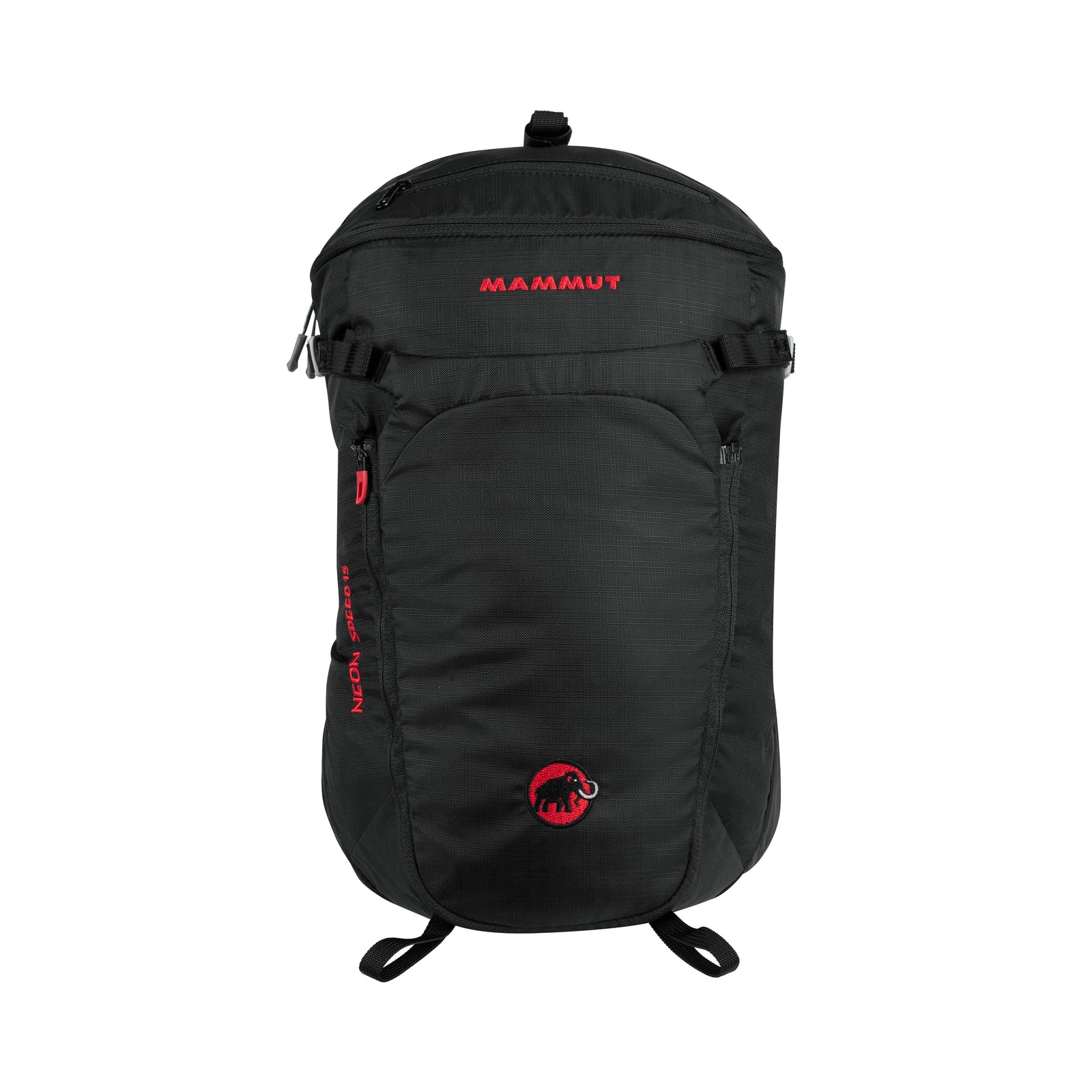 view of the back of the neon speed pack, in black