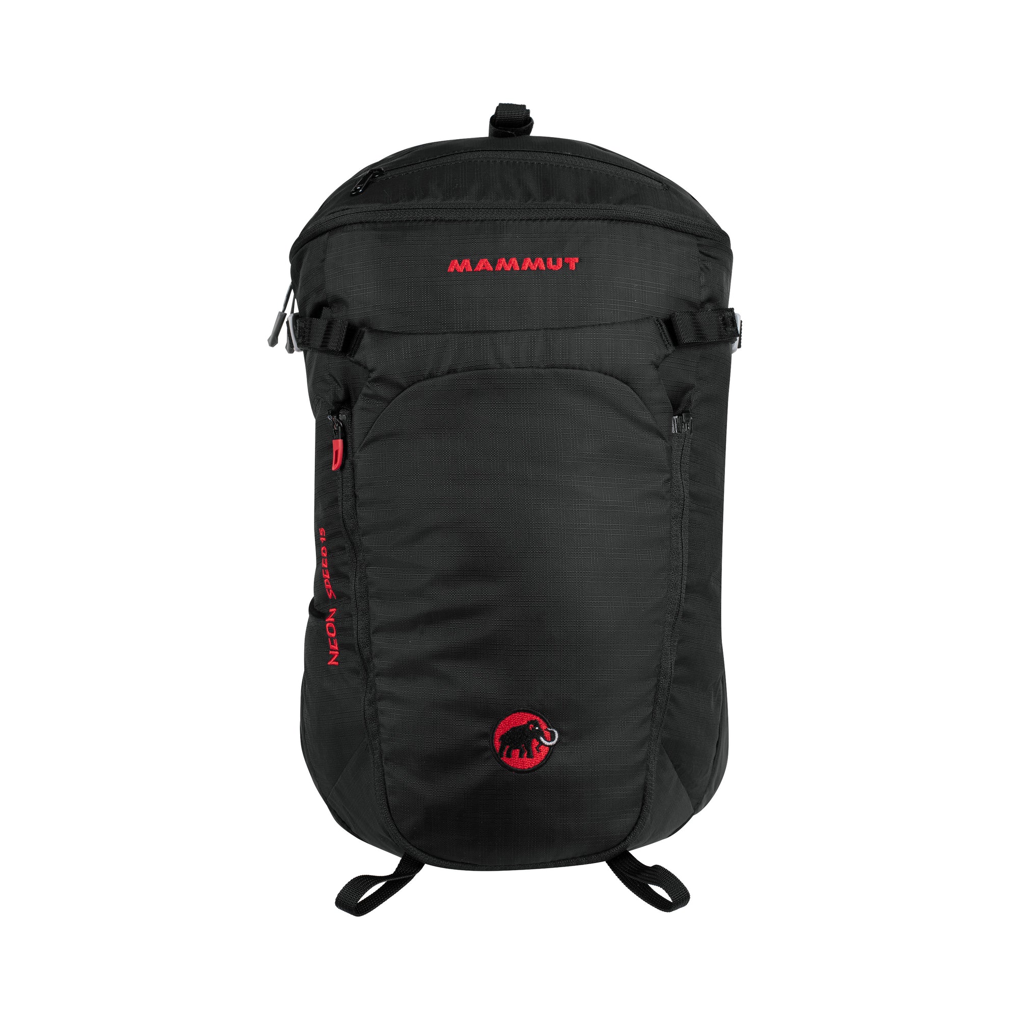 view of the back of the neon speed pack, in black