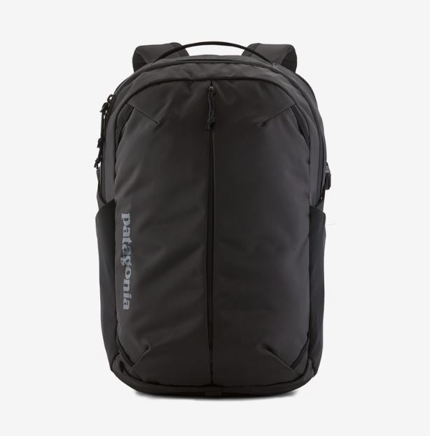 a photo of the patagonia refugio daypack 26 litres in the color black, front view