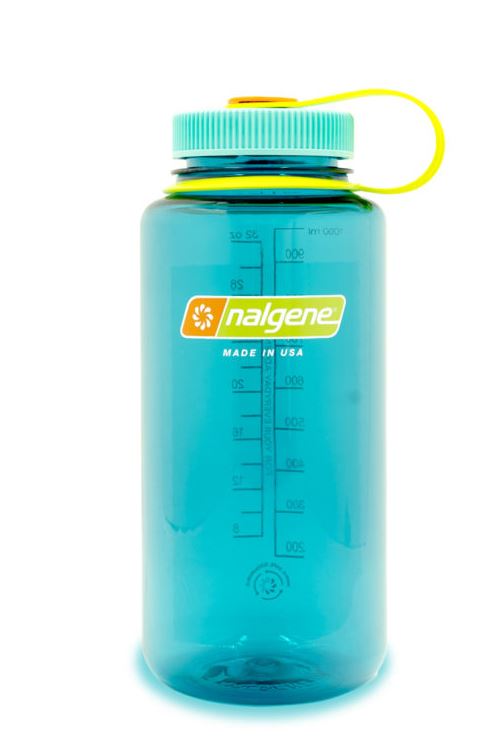 nalgene 32 oz wide mouth sustain water bottle in cerulean