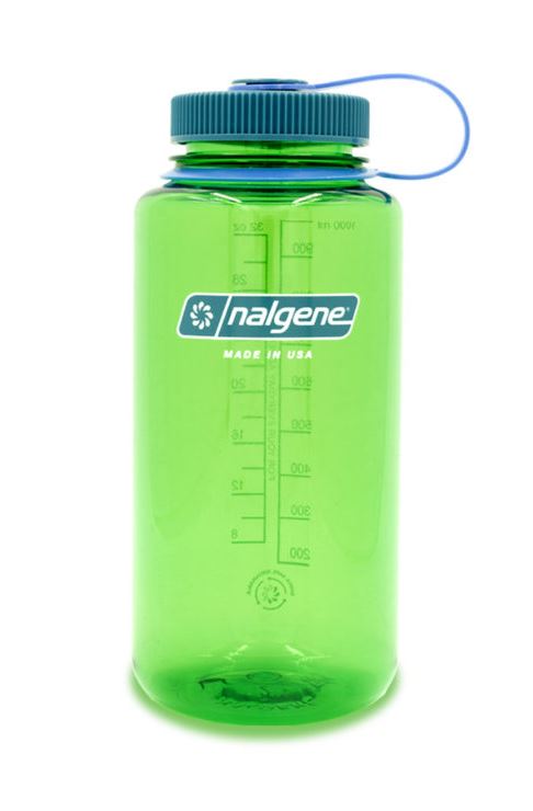 nalgene 32 oz wide mouth sustain water bottle in pear green