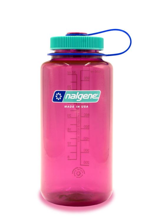 nalgene 32 oz wide mouth sustain water bottle in vivid magenta