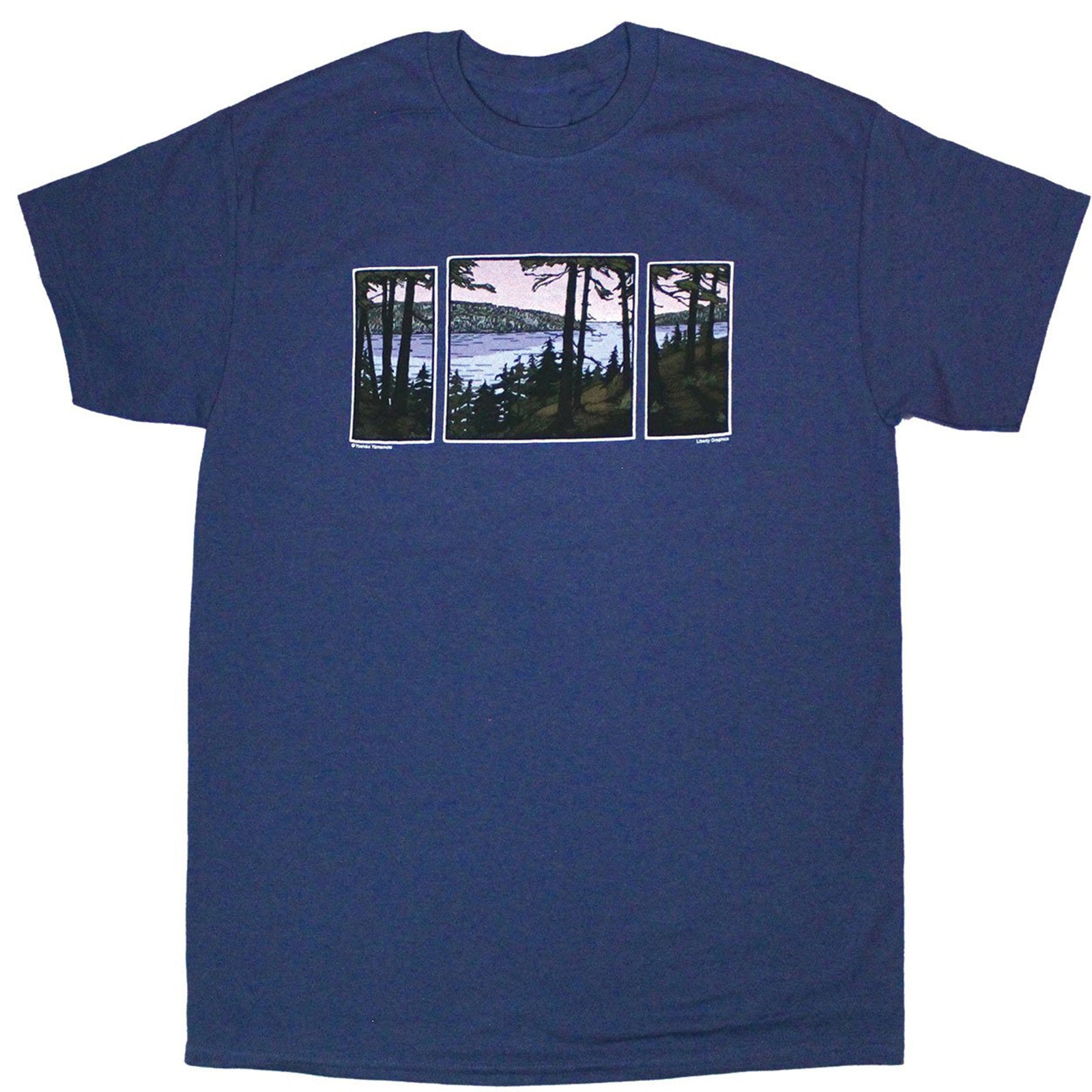 men's triptych river scene print tee shirt