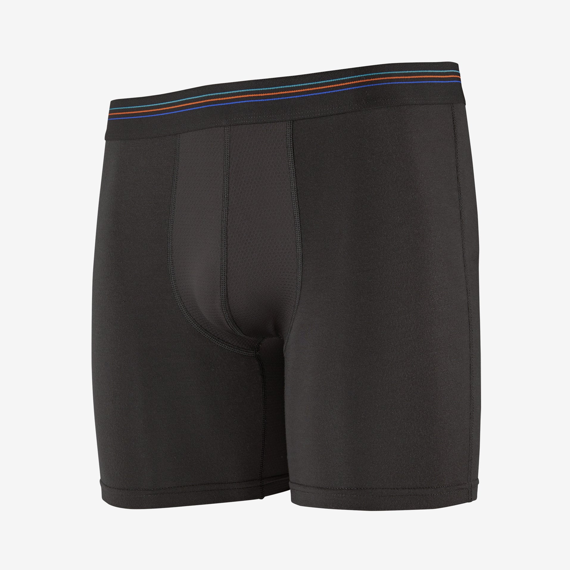 a photo of the patagonia mens essential a/c boxer briefs in the color black