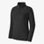 front view of the womens patagonia capilene thermal weight zip neck shirt in the color black