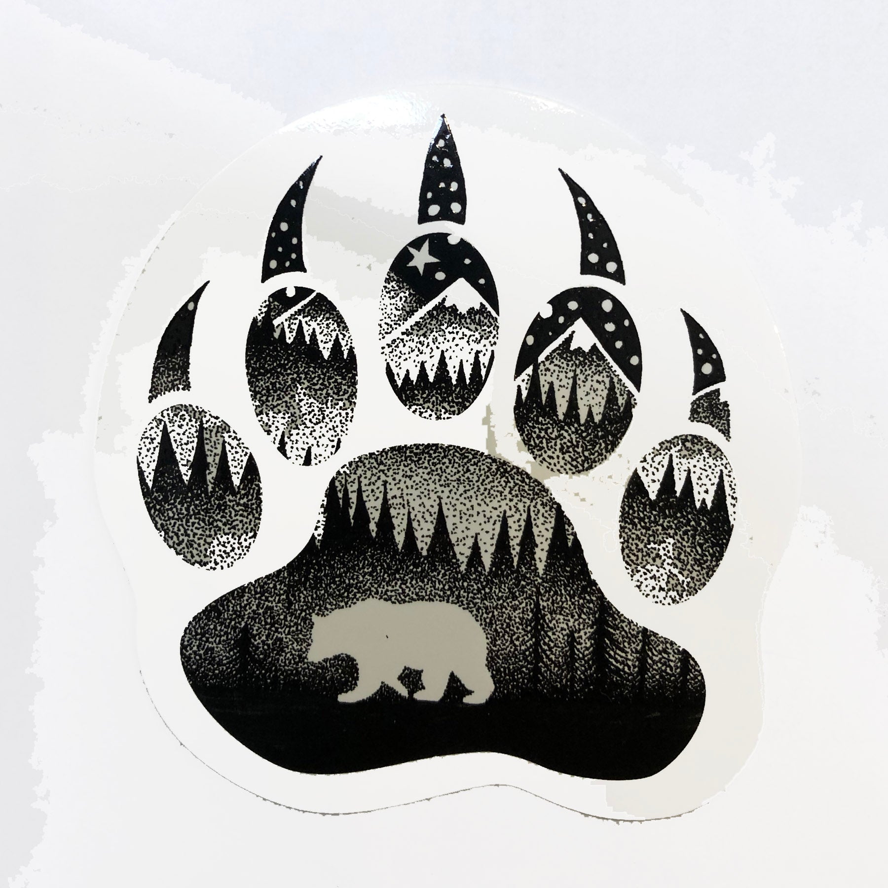 closeup of the bear paw sticker