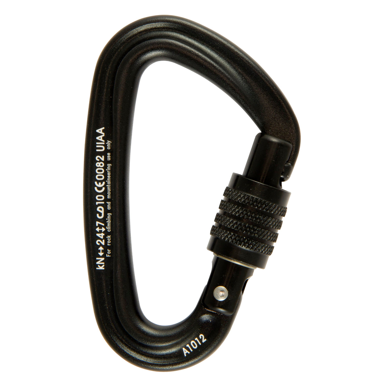 a photo of the metolius locking bravo carabiner, in black