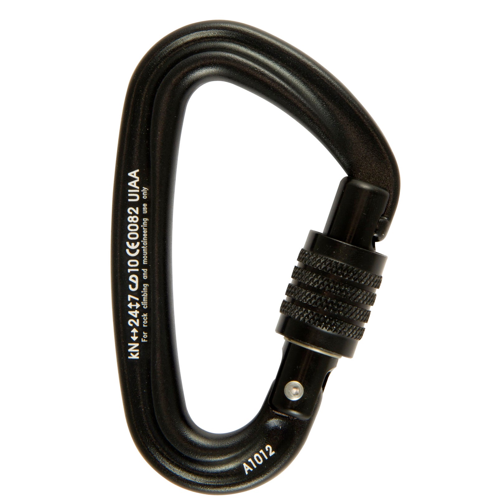 a photo of the metolius locking bravo carabiner, in black