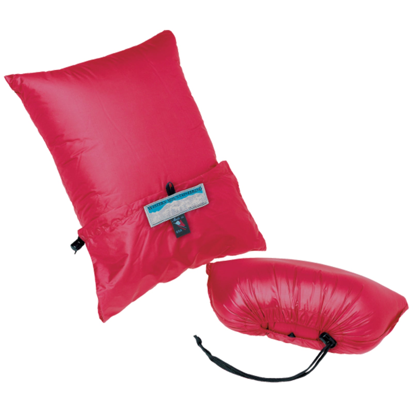 CLOUDREST DOWN PILLOW FULLY EXPANDED AND FULLY STUFFED IN RED