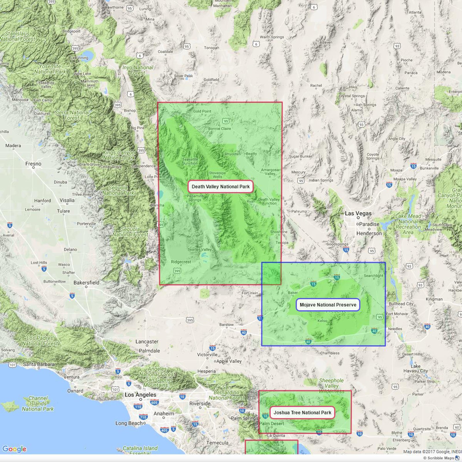 mojave preserve locator map'