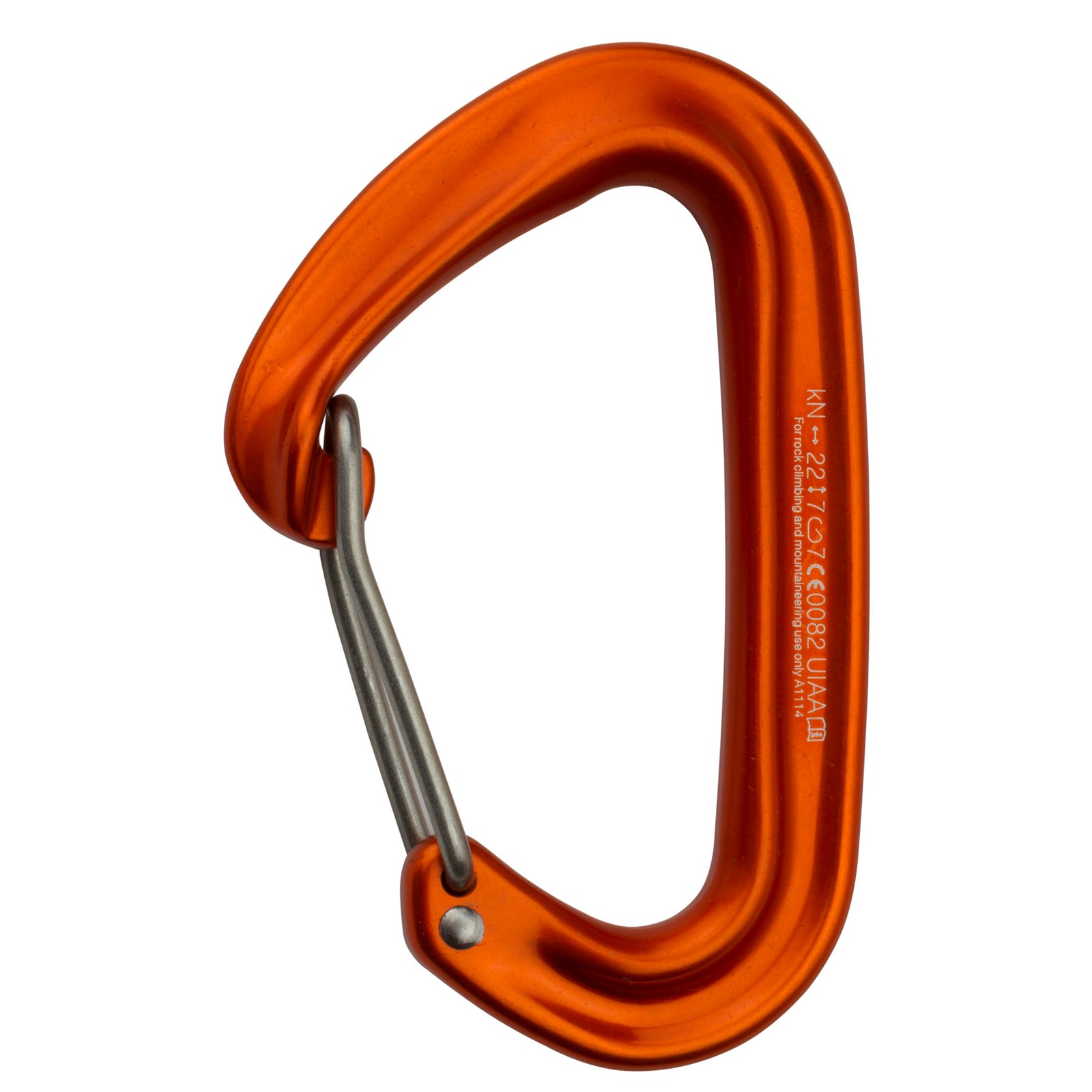 a photo of the fs mini II carabiner, orange