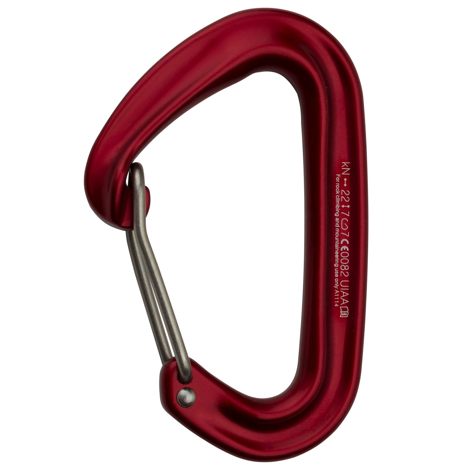 a photo of the fs mini II carabiner, red