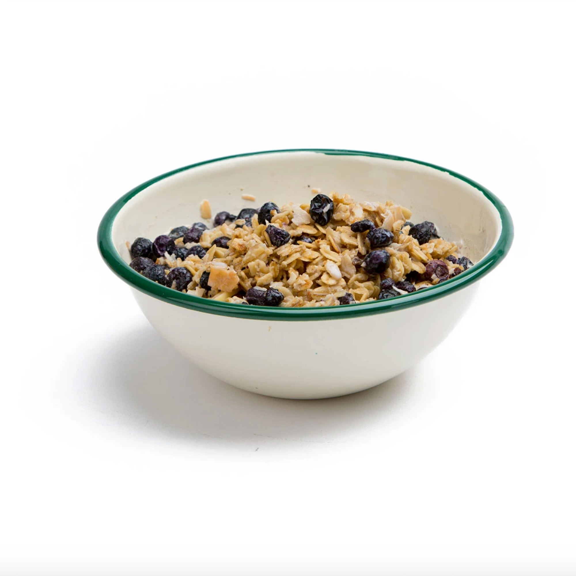 A photo of Backpackers Pantry Granola with Blueberries ready to eat in a bowl