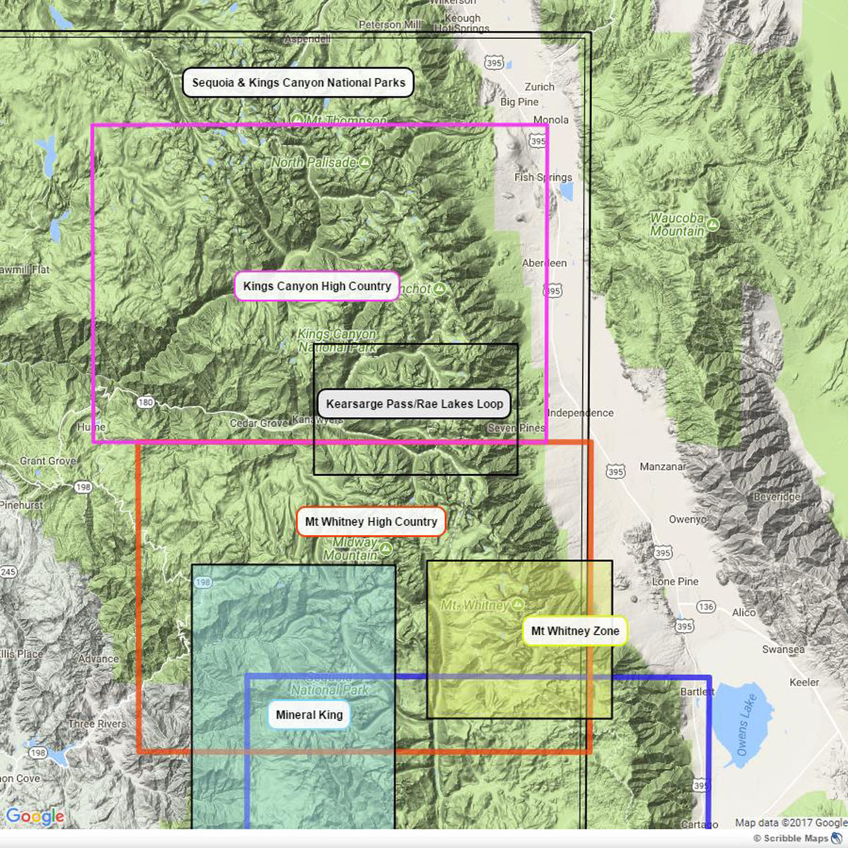 kearsarge pass high level view with adjacent titles shown