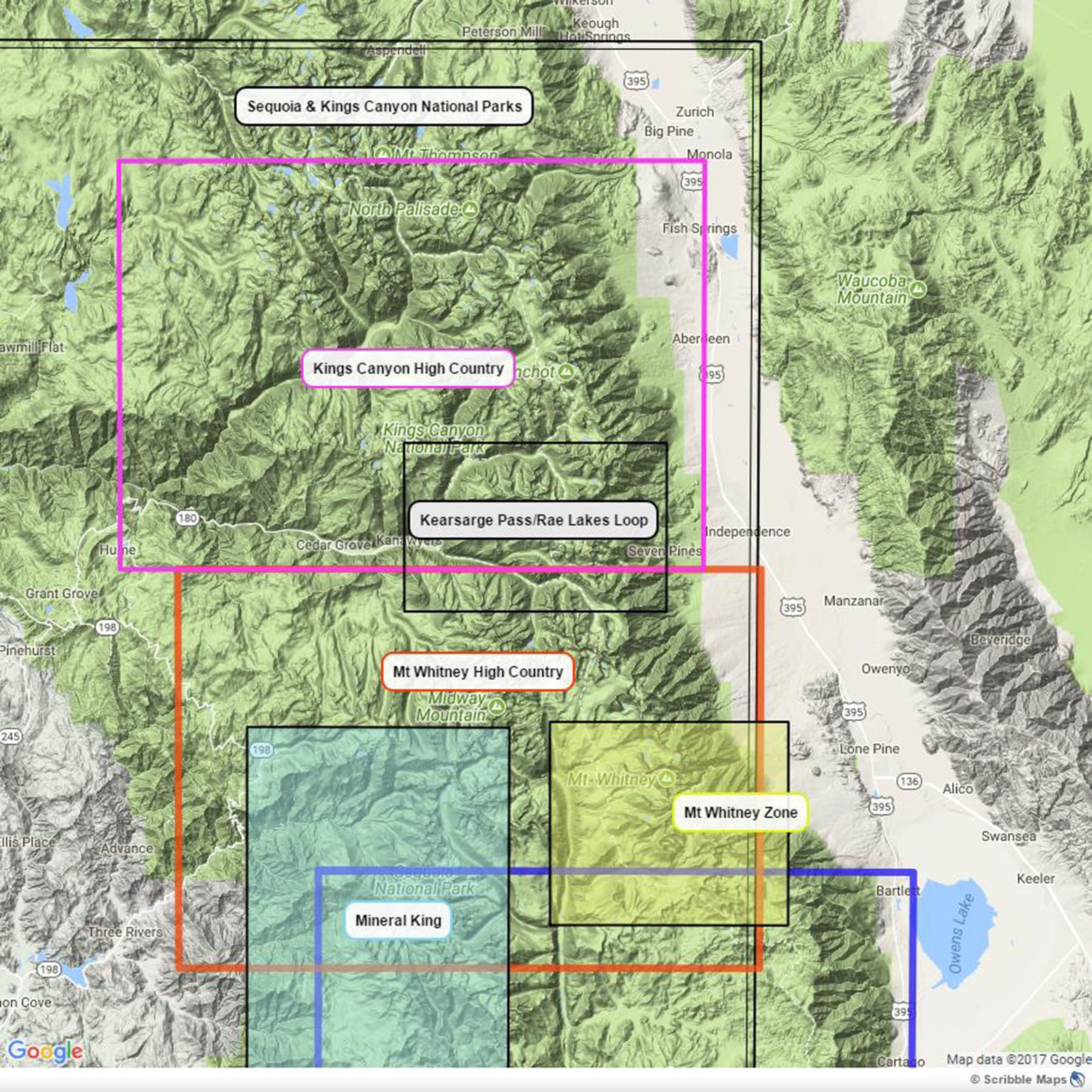 kearsarge pass high level view with adjacent titles shown