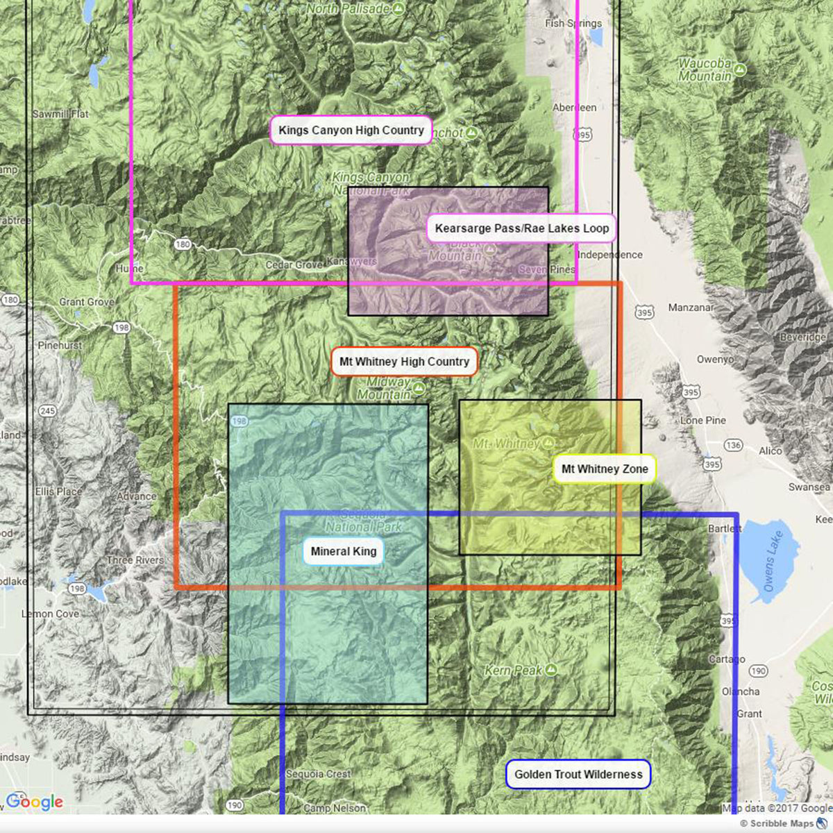 Mineral king showing adjacent titles