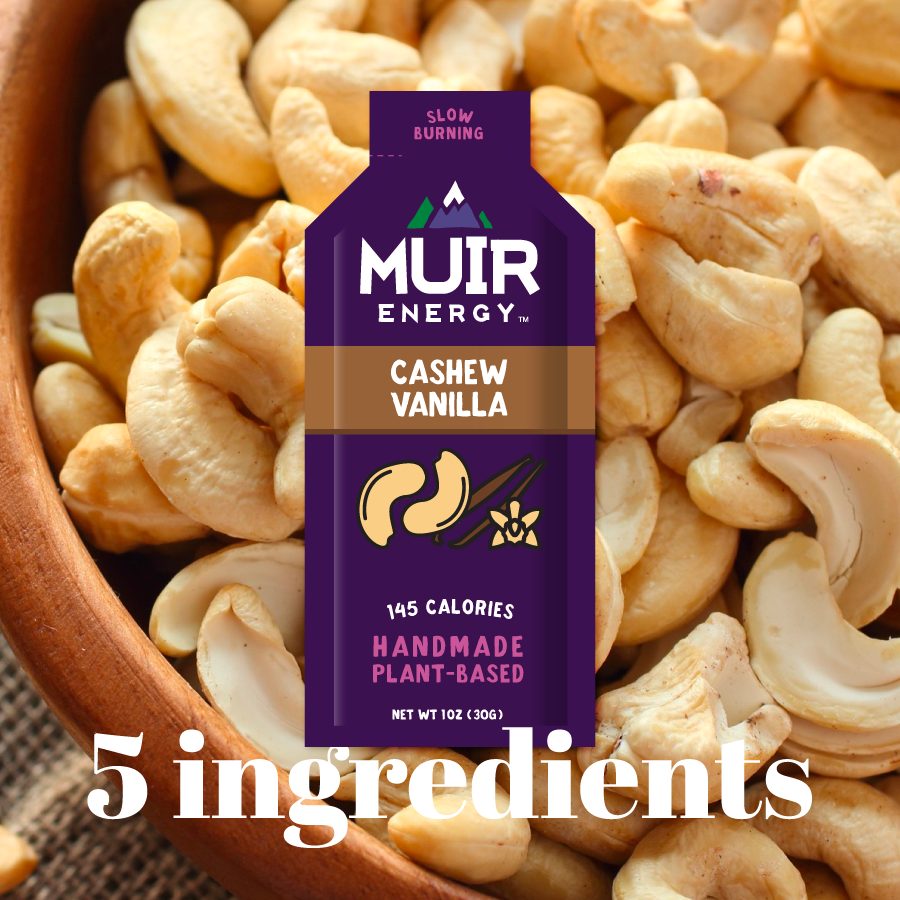 the cashew vanilla package on a bowl of cashews