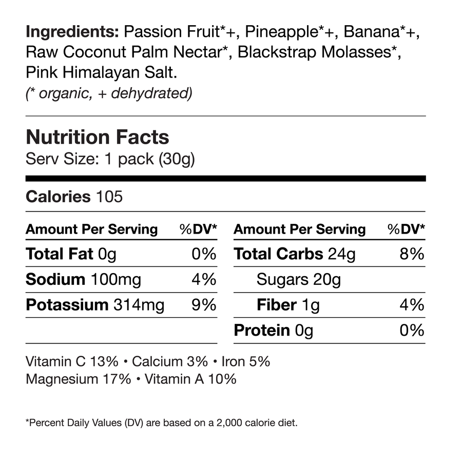 the nutrition facts panel showing 105 calories in a serving